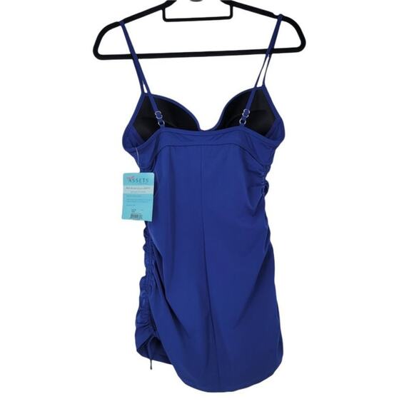 Spanx Love Your Assets Navy Push Up Stretch Ruched Swim Dress Size Medium - Picture 6 of 6